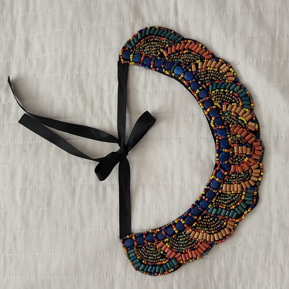 Artisan Jewelry - Handmade Beaded Necklace w/Ribbon Tie